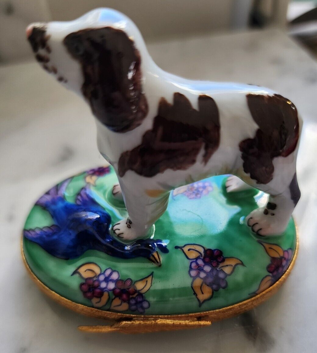 Authentic Artoria Hand Painted Porcelain Limoges Trinket Box-Cocker Spaniel Dog