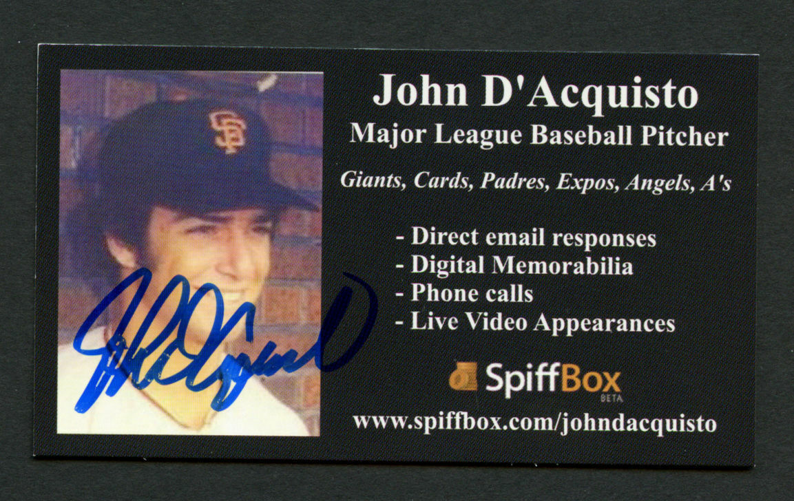 John D\'Acquisto signed autograph Major Leage Baseball Player Business Card BC344