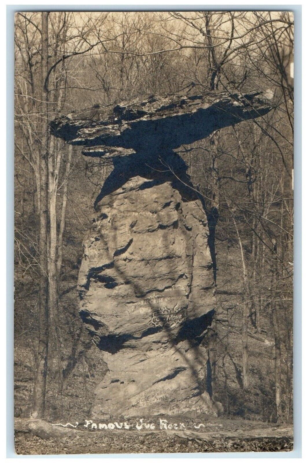 1923 Famous Jug Rock Loogootee Indiana IN RPPC Photo Posted Vintage Postcard