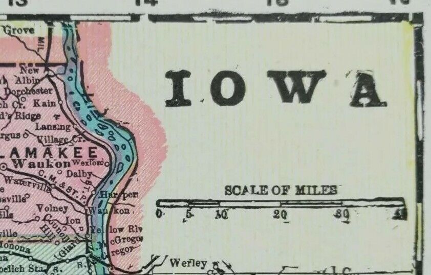 Vintage 1900 IOWA Map 14\