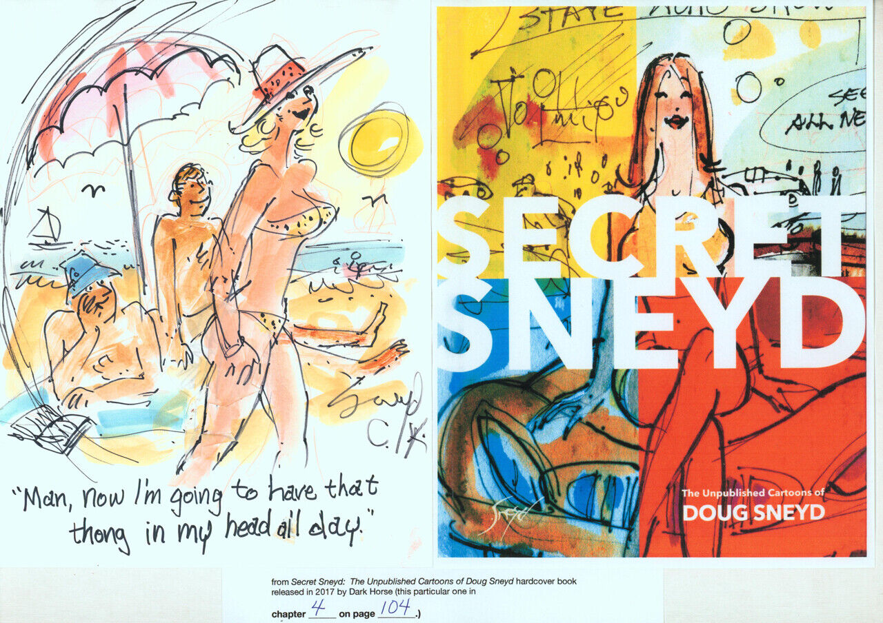 Doug Sneyd Signed Original Art Playboy Gag Rough Published Secret Sneyd ~ THONG
