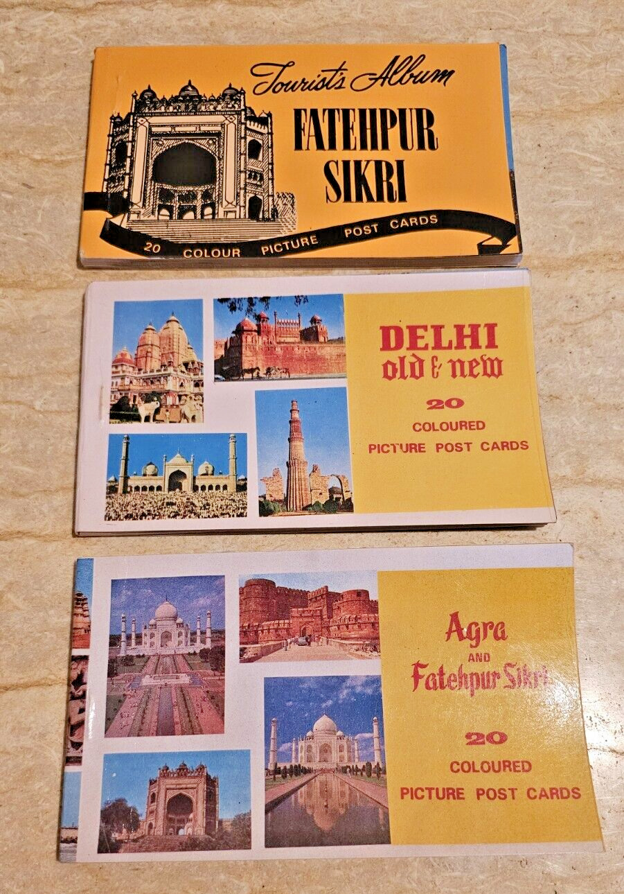 Vintage late 1960s 1970s Postcard Books Delhi India Agra Fatehpur Sikri