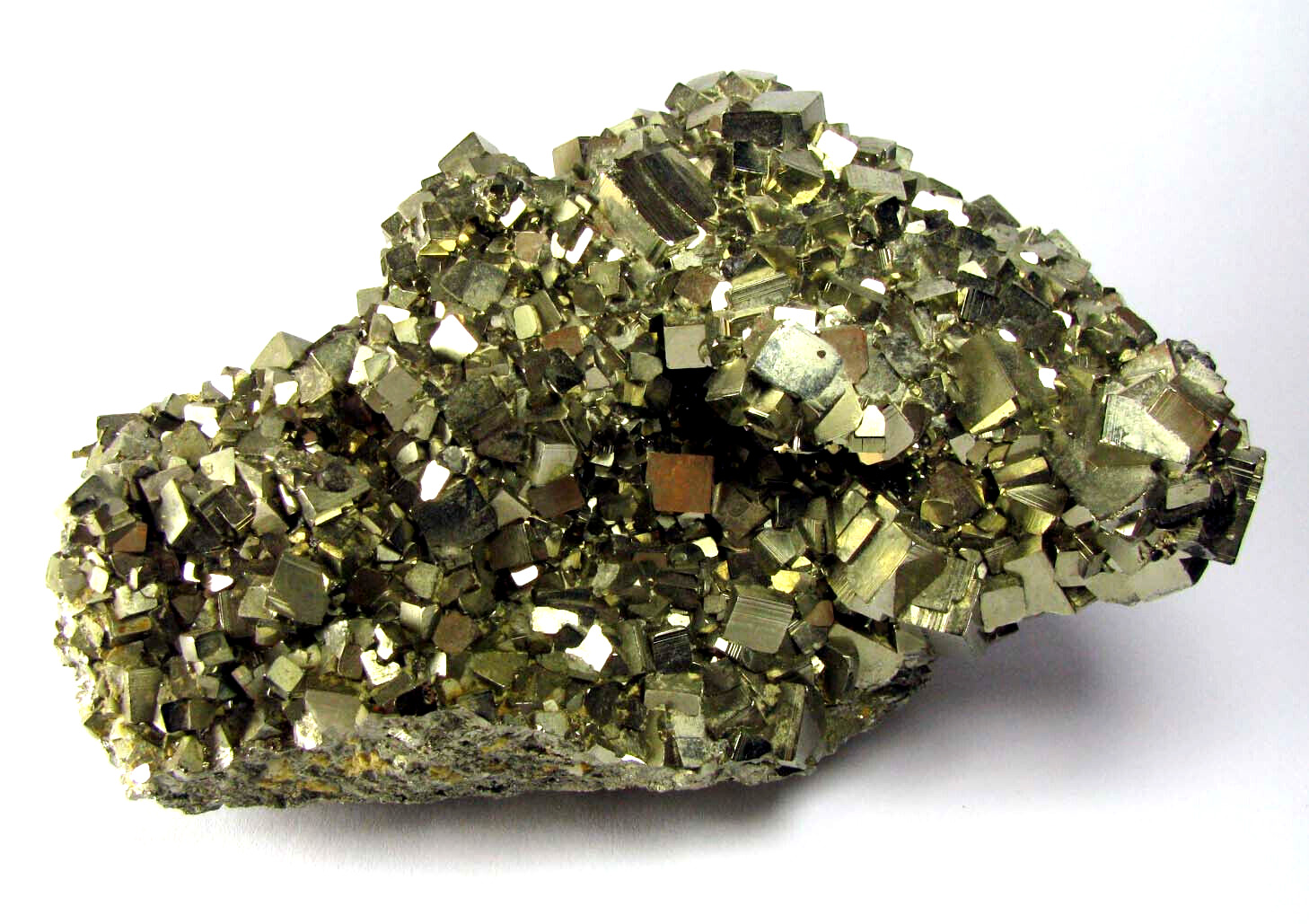 PYRITE BRILLIANT CUBIC CRYSTALS on MATRIX from PERU...OUTSTANDING QUALITY PYRITE