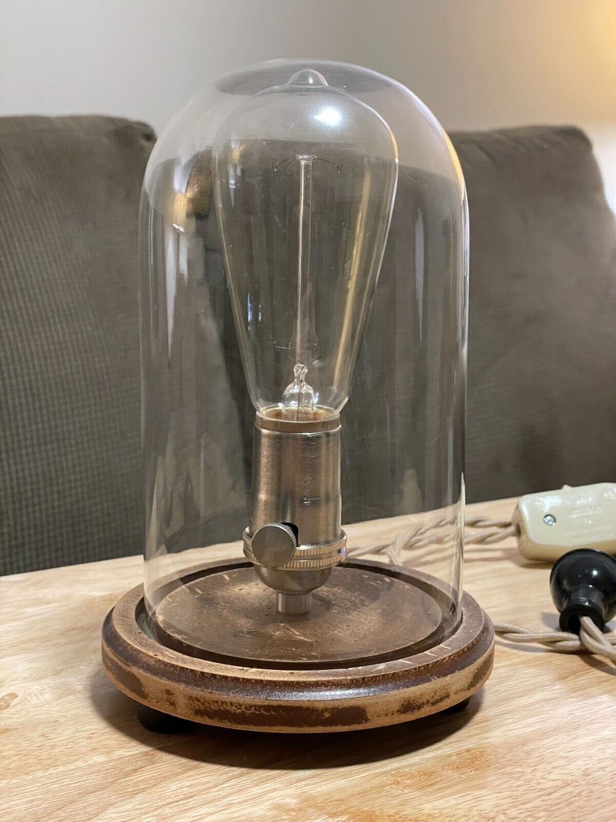 Southern Lights Electric Bell Jar Table Vintage Lamp with Edison Bulb