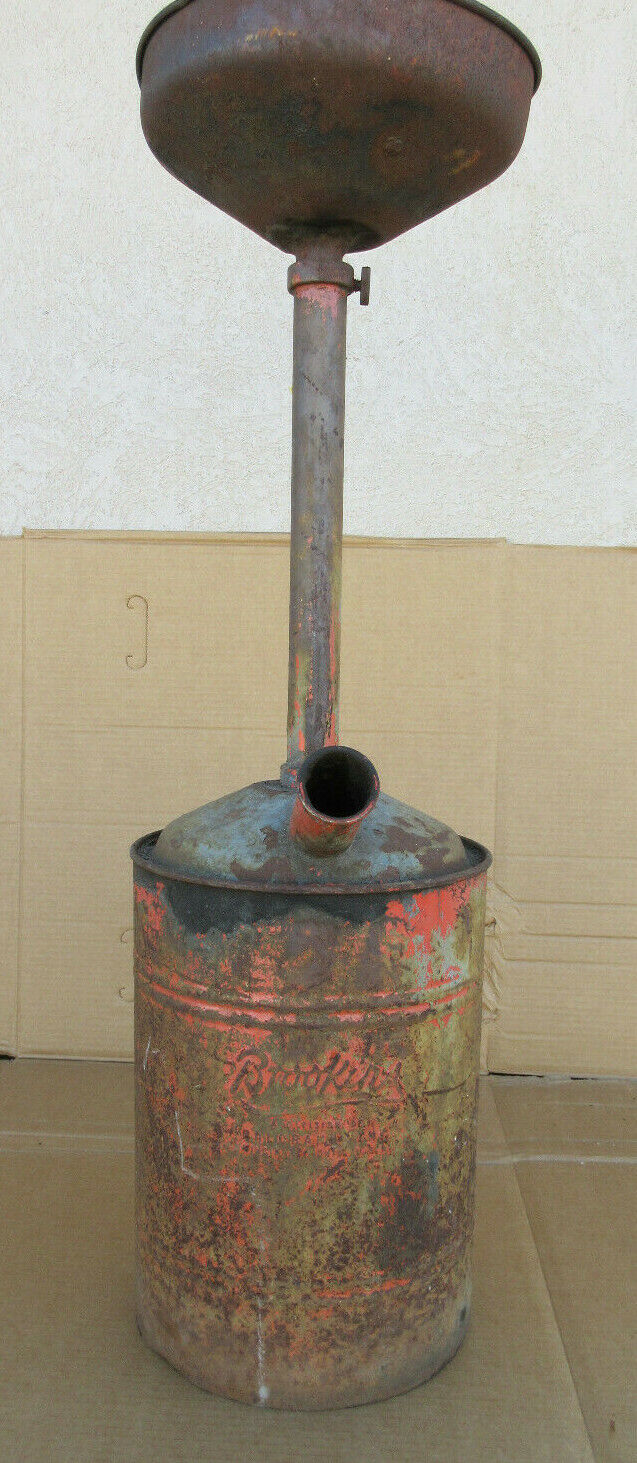 Vintage RARE Brookins Oil Drain pan Portable Can Spout Service Gas Station