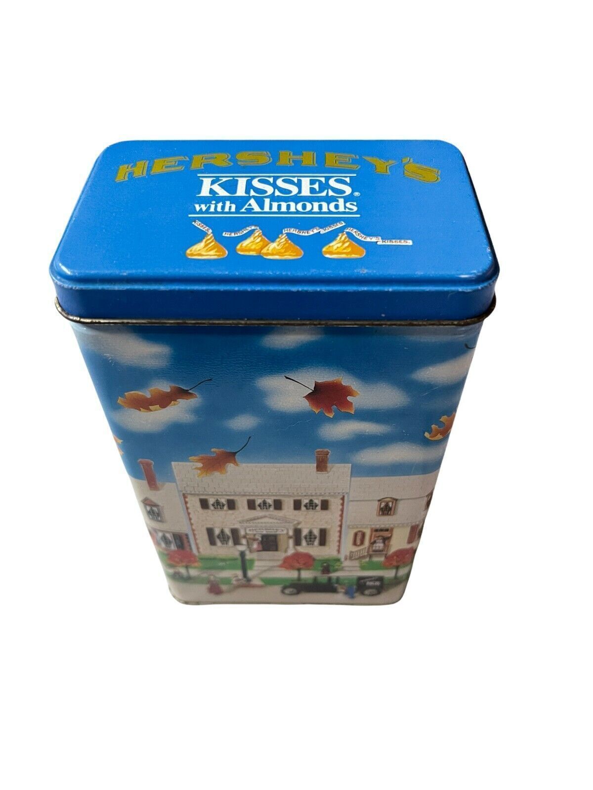 Vintage 1990 Hershey\'s Kisses W/ Almonds Metal Tin Hometown Series Canister #6