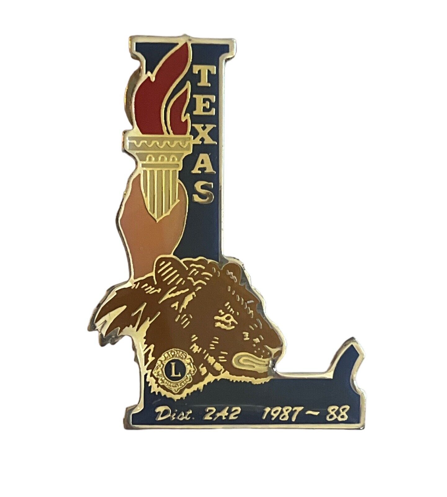 Lions Club 1987-88 Dist 2A2 Texas Clutch Back Pin