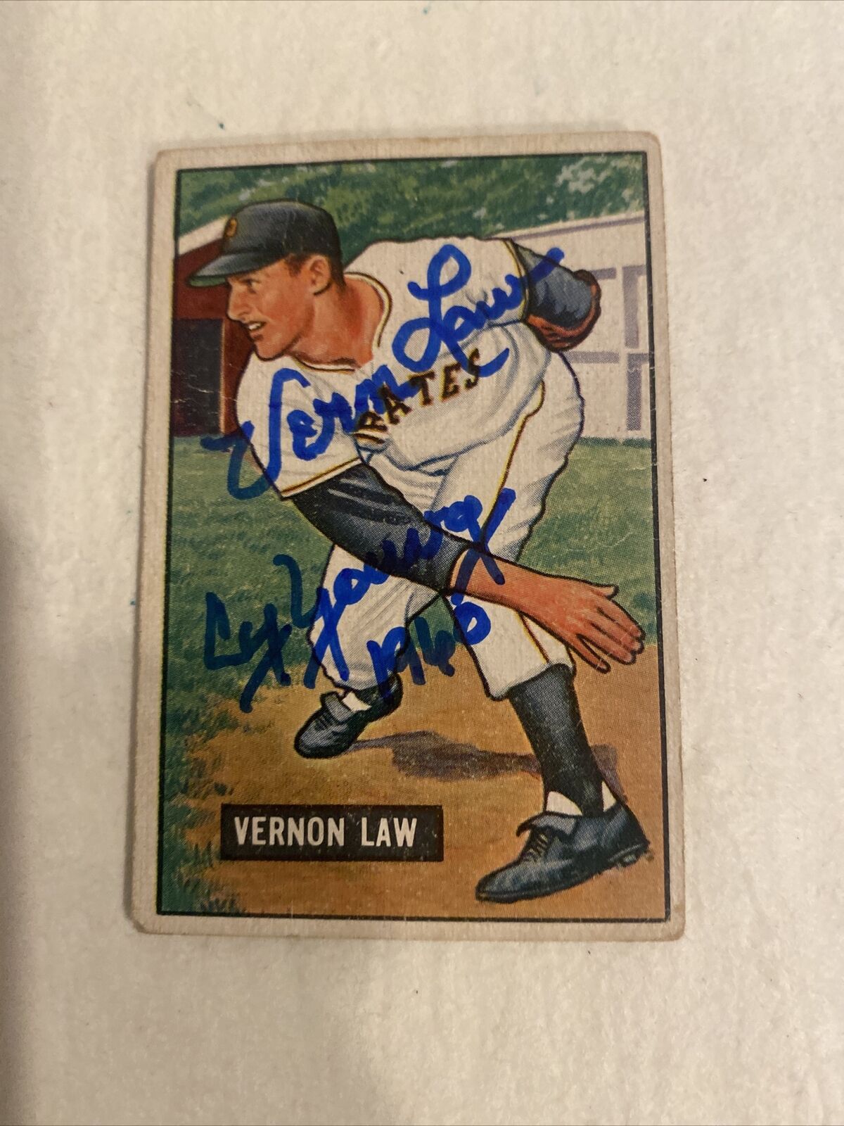 Vernon Law Autographed 1951 Bowman Card #203 Pirates CY Young 1960