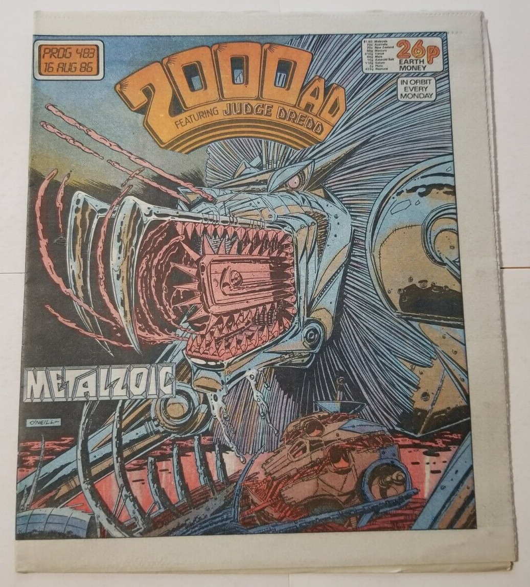 2000AD w/ Judge Dredd prog #483 VF/NM (Aug 16 1986, IPC UK) Metalzoic, Nemesis