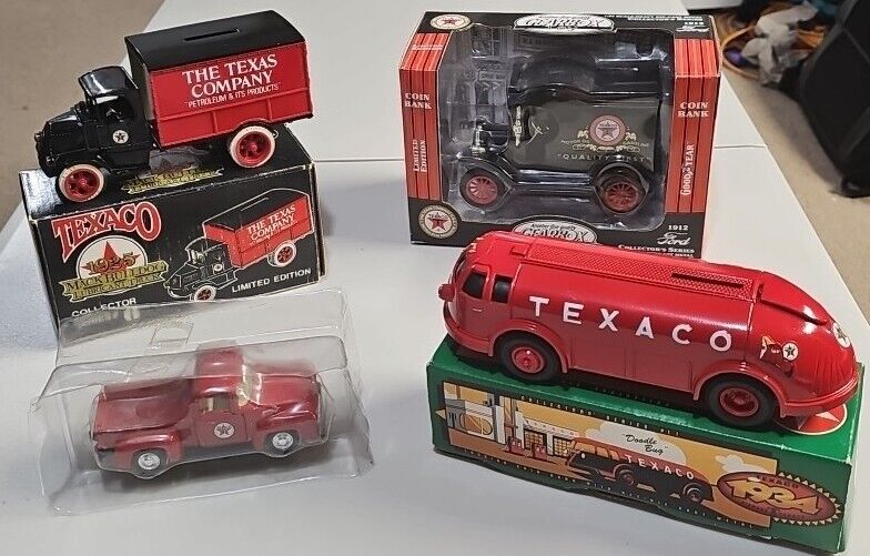Texaco Coin Banks Vintage Doodle Bug Delivery Car Lubricant Truck Diecast Lot