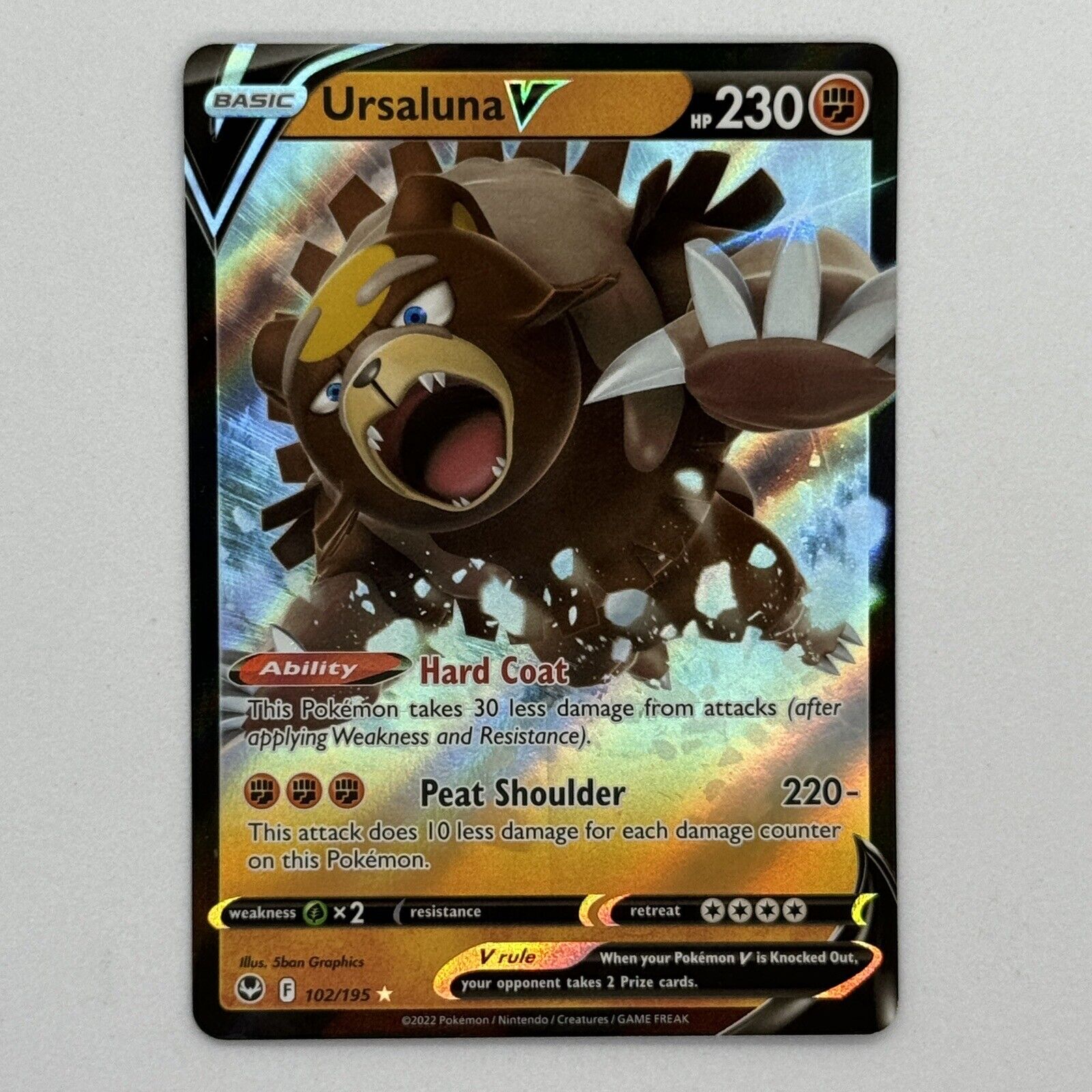 Ursaluna V 102/195 Ultra Rare Holo Silver Tempest NM Pokemon Card