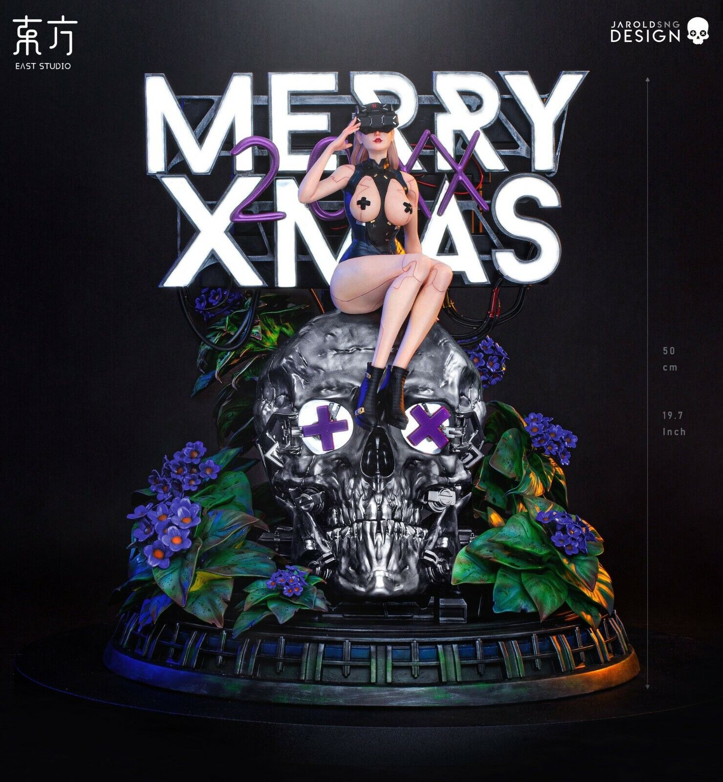 【In-Stock】 Metaverse Girl Merry Xmas Silver Christmas LED GK Statue East Studio