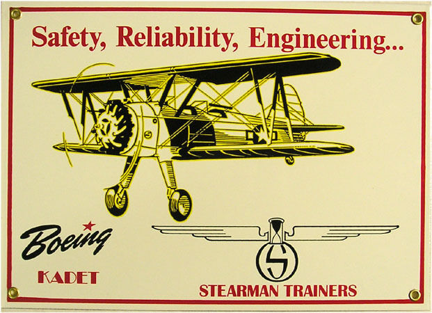 Boeing Kadet-Stearman Trainers PorcelainAviation Metal Sign