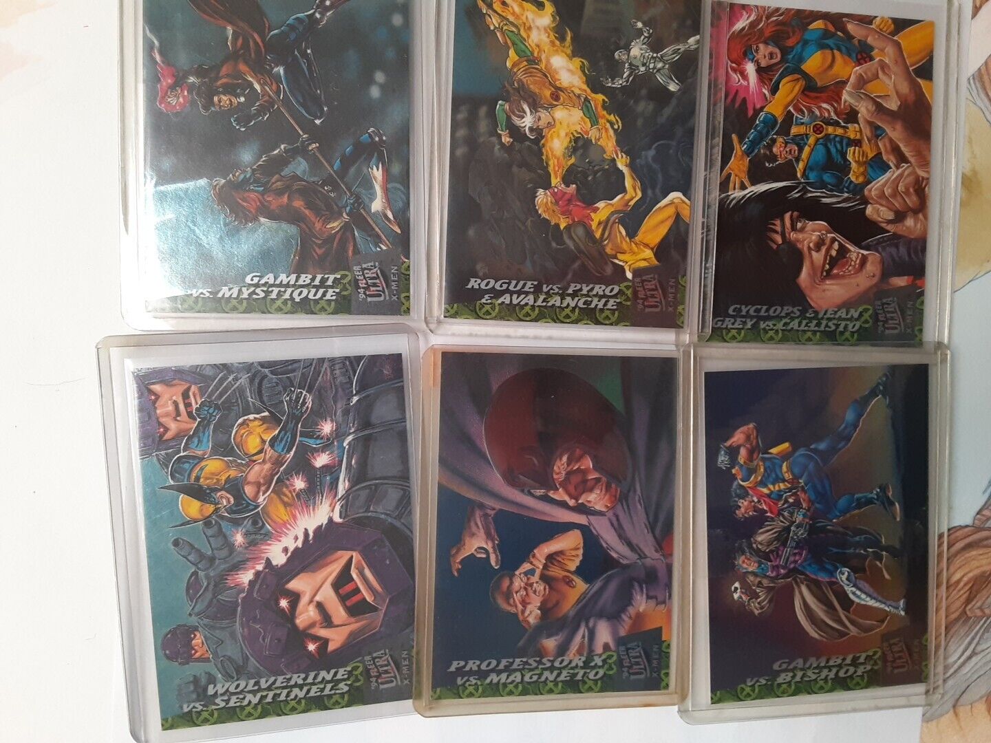 Fleer Ultra X-Men '94 GREATEST BATTLES Complete Set of 6 FOIL Chase Cards (1-6)