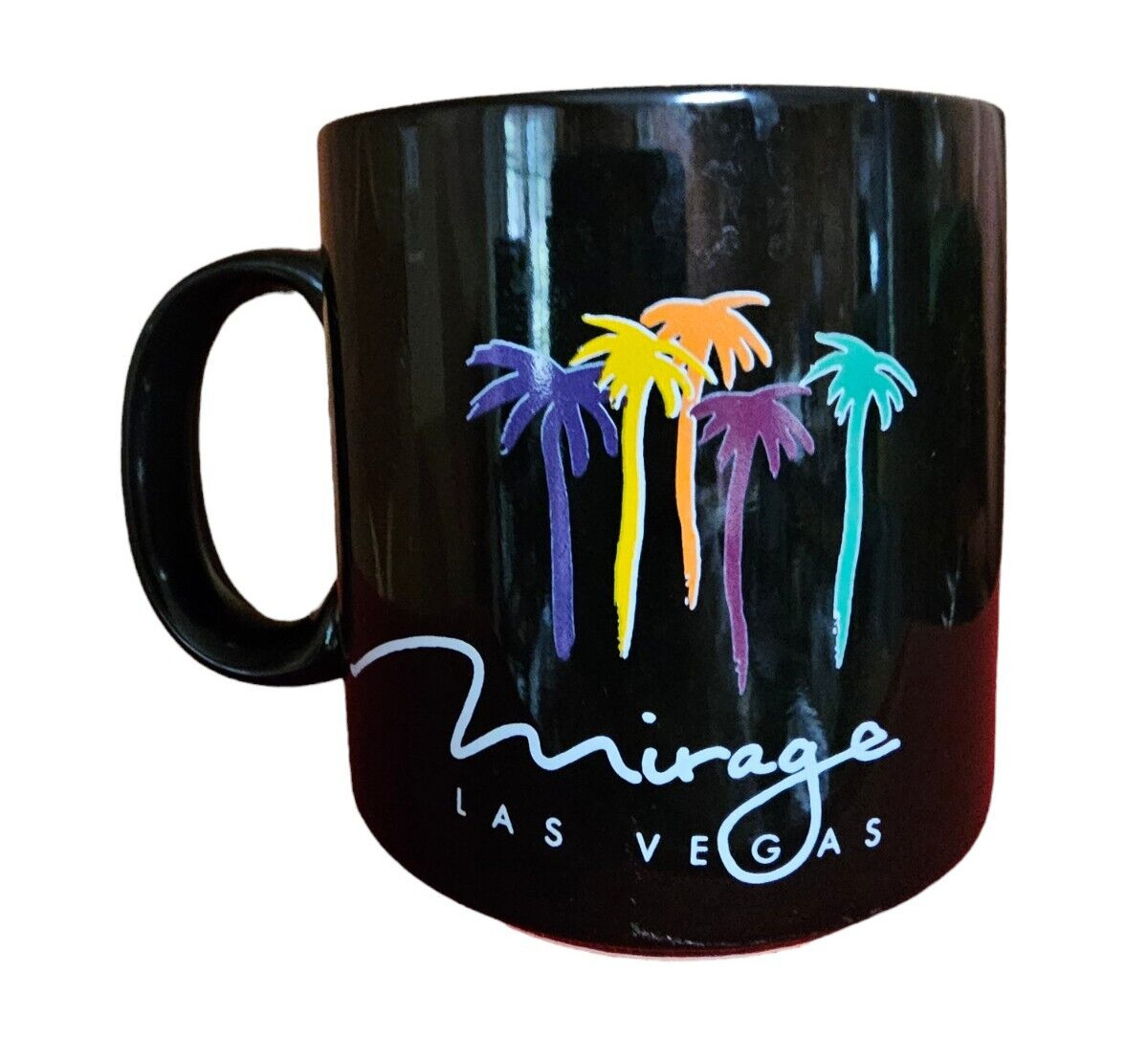 VINTAGE Mirage Las Vegas Casino Mug Palm Tree Black Ceramic