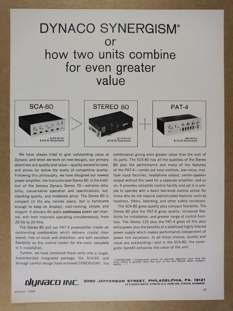 1969 Dynaco SCA-80 Amplifier vintage print Ad