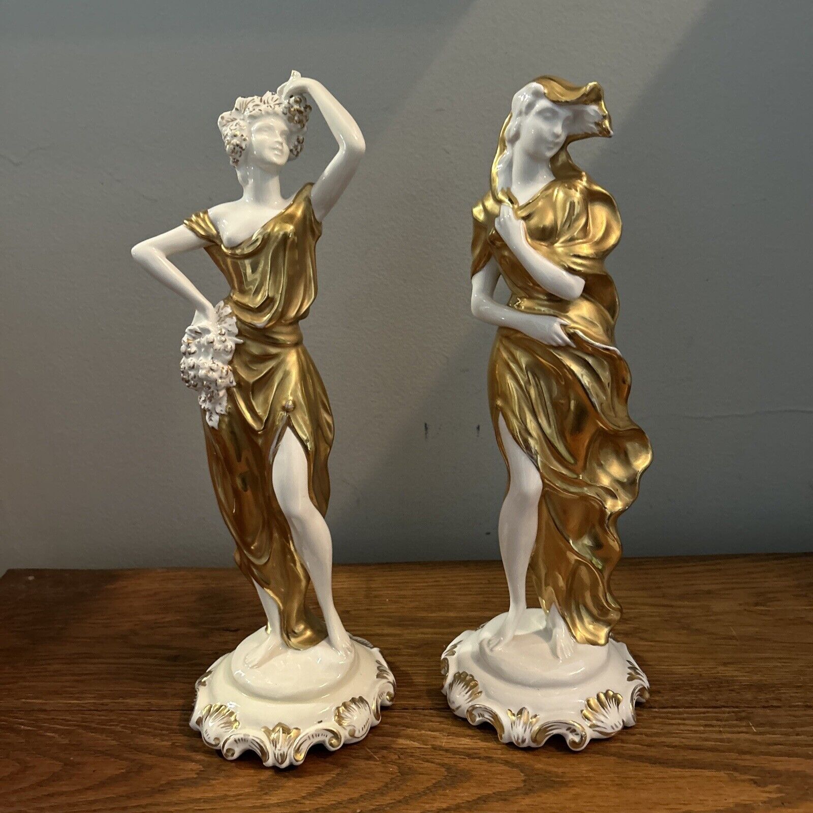 Pair Of Italian 12” Capodimonte Roman Female Figurines
