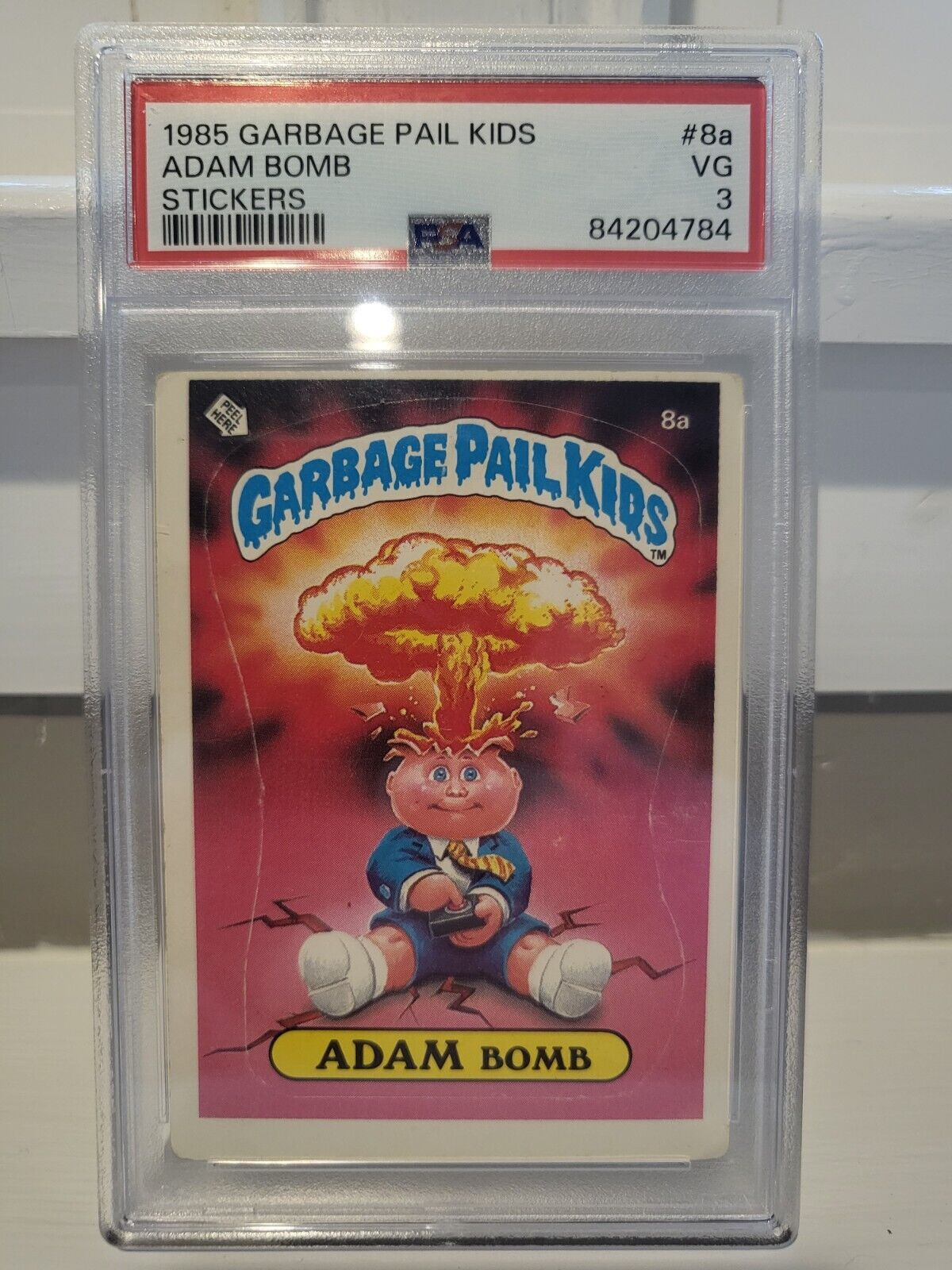 PSA 3 - Garbage Pail Kids ADAM BOMB 8a (1985 GPK Original Series 1 OS1)