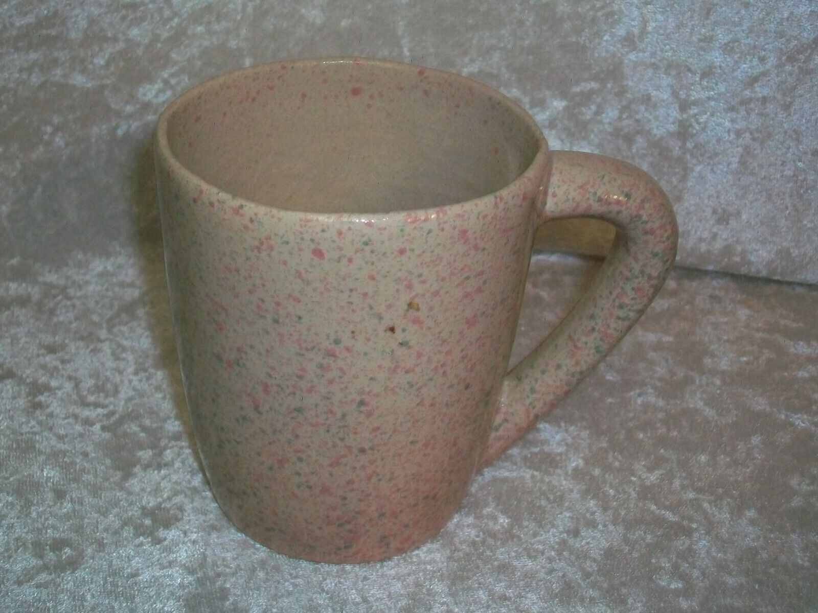 Vintage R.R.P. Co. Roseville Ohio Pink Speckle American Art Pottery Coffee Mug
