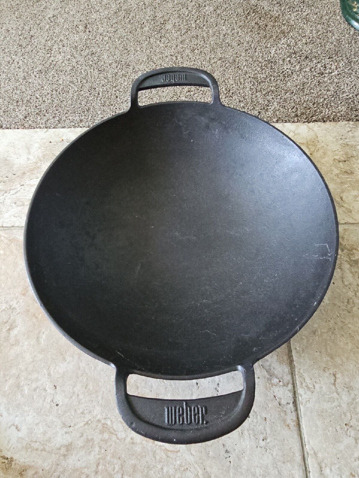 Weber Cast Iron Black 15” diameter Handled Gourmet BBQ Wok new