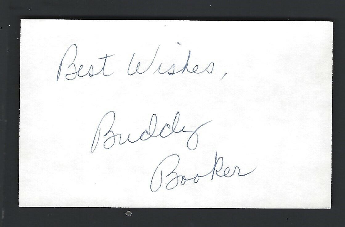 Buddy Booker 3x5 Index Card Autograph Signed Indians