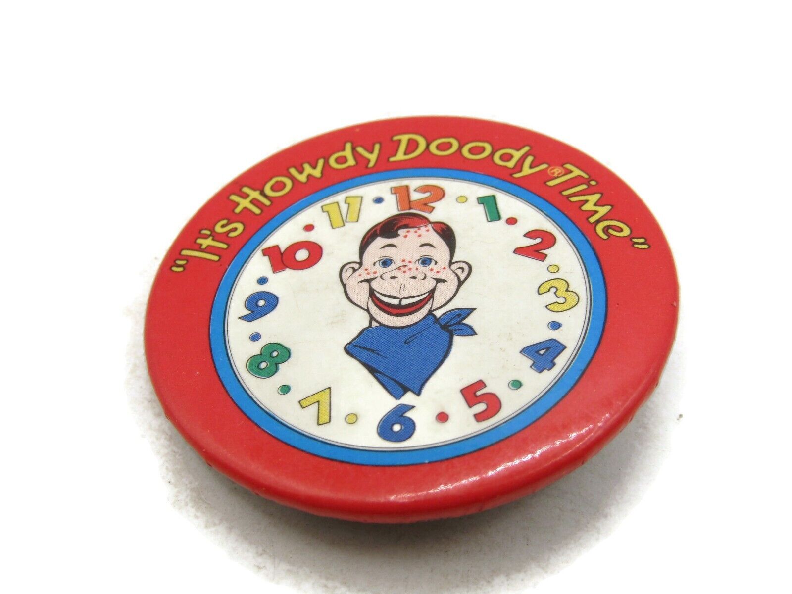 It\'s Howdy Doody Time Pin Button Clock Design