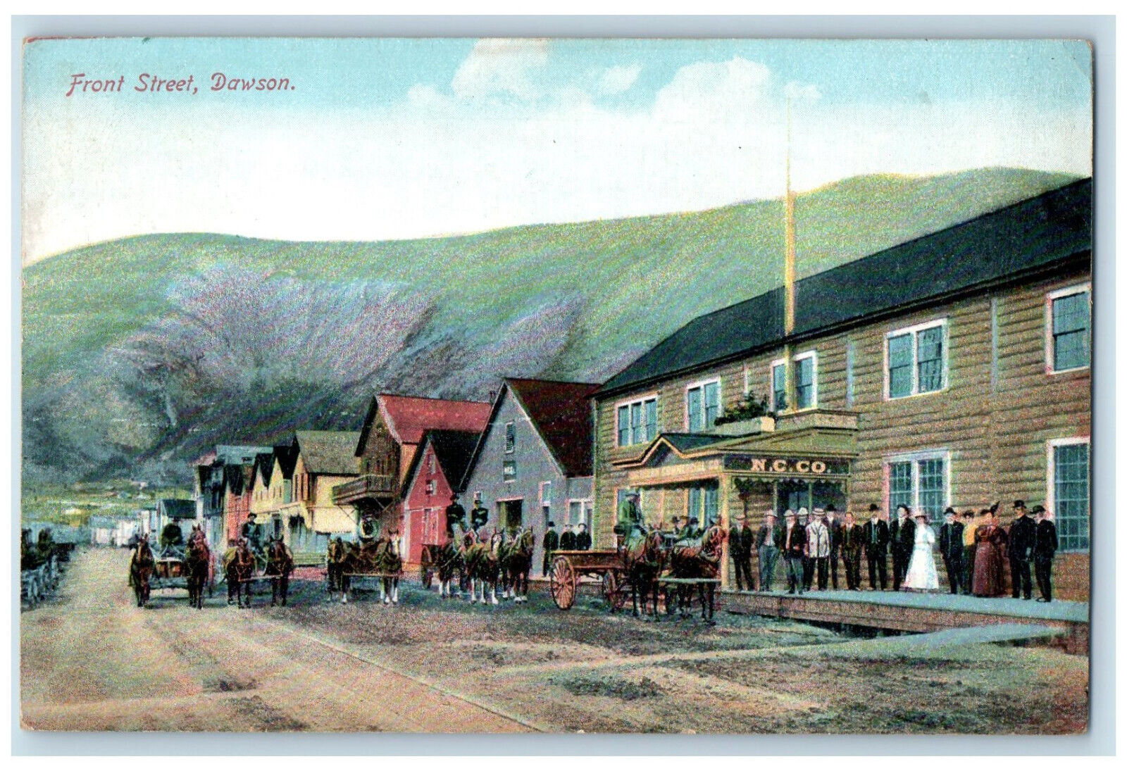 Dawson Yukon Canada Postcard Front Street NC Co Building Horse Carriage c1910