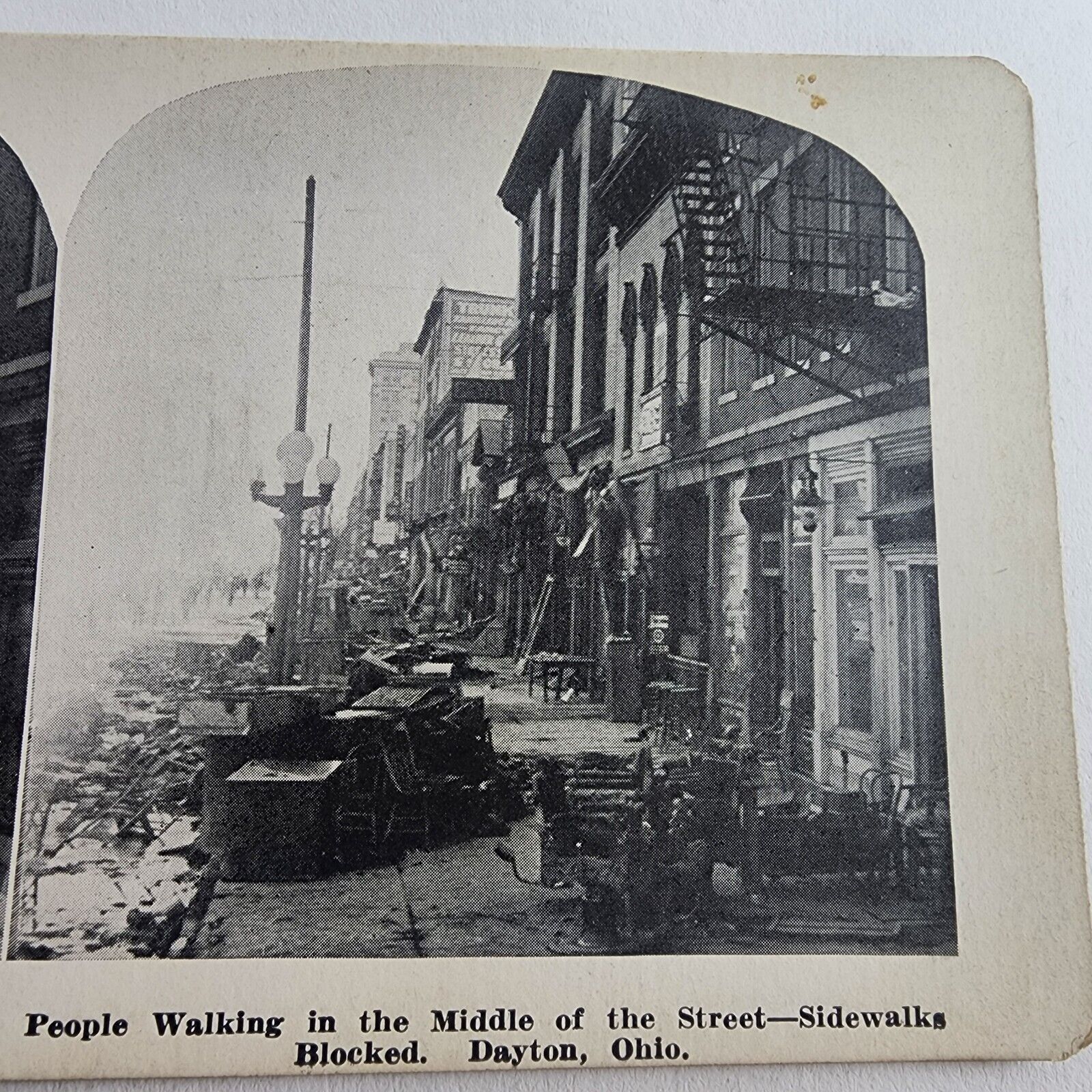 Great Flood of 1913, Dayton Ohio, People Walking in the street Sidewalks Blocked