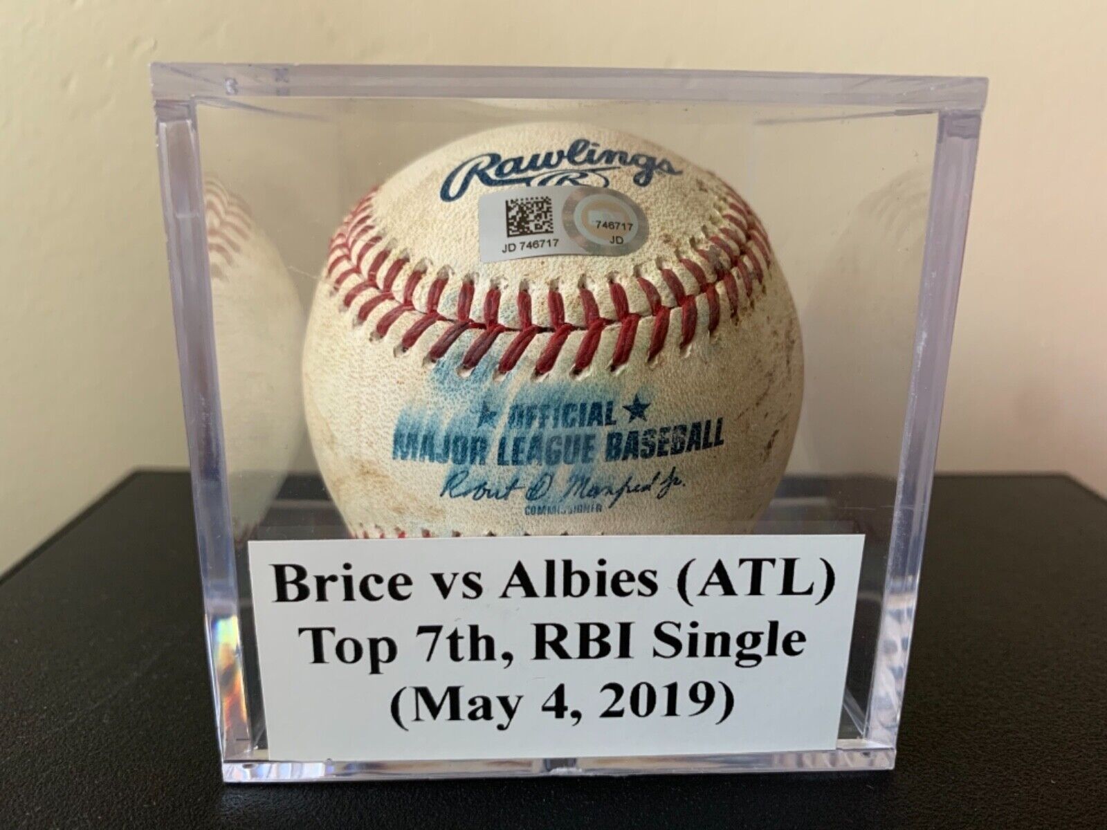Ozzie Albies Atlanta Braves Game Used RBI Single 5/4/2019 MLB Holo 