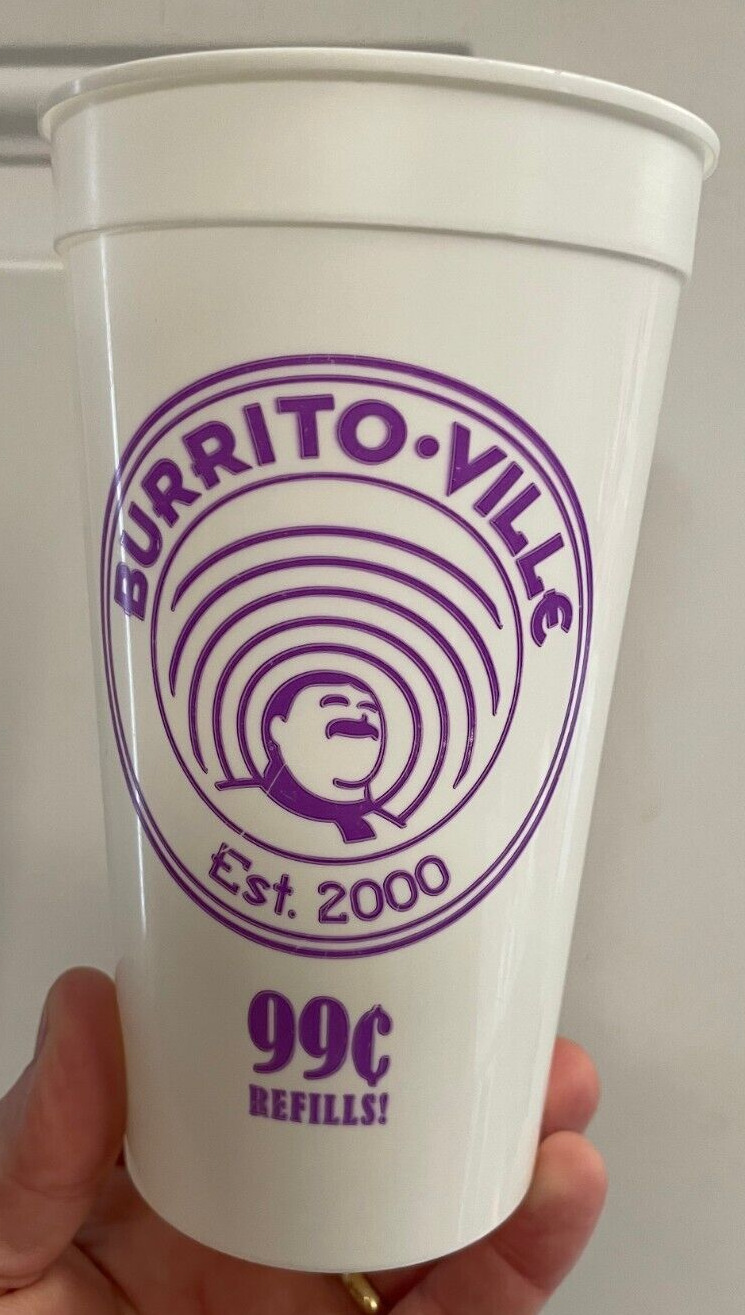 Vintage? Burrito-Ville Restaurant Plastic Cup Broadway Cape Girardeau MO SEMO