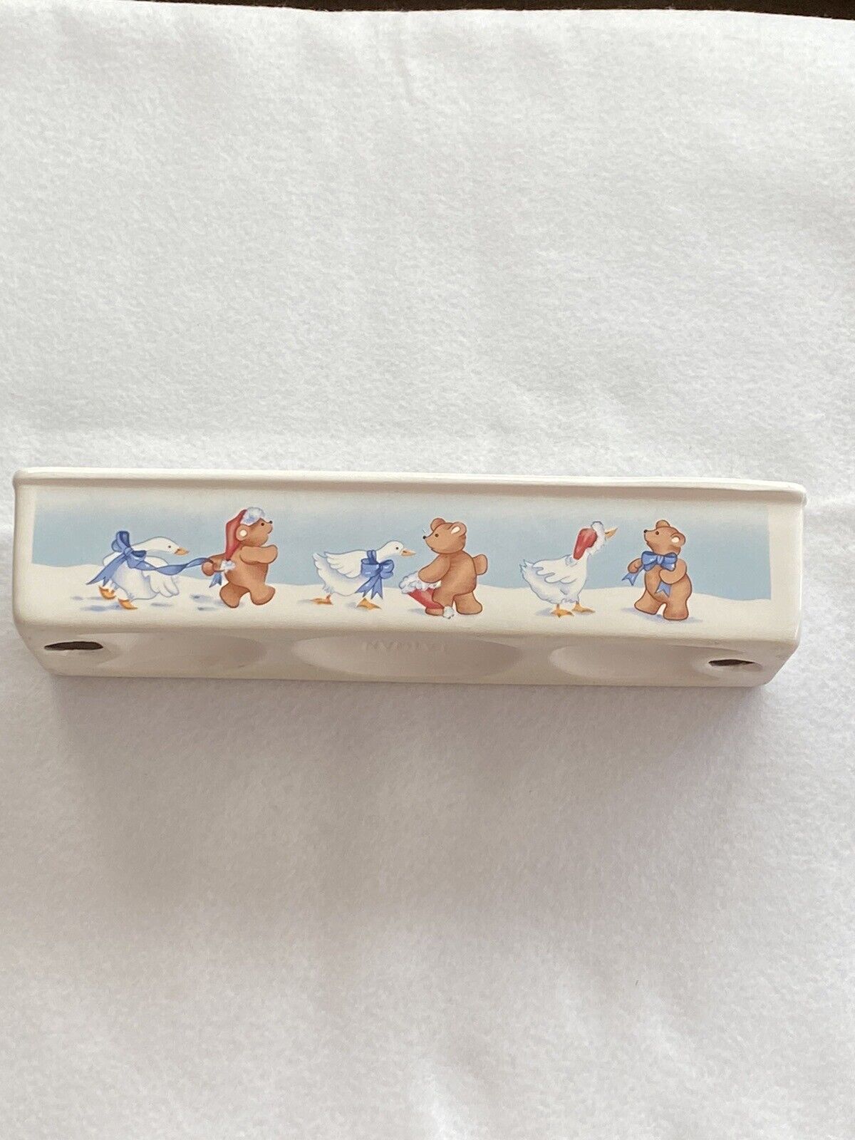 Cracker Server Tray 1988 Ceramic Christmas Goose & Bear By House Of Lloyd