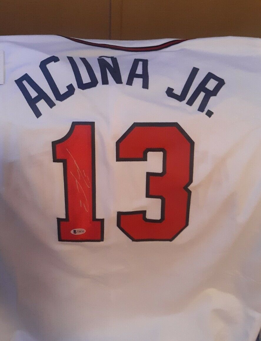 Ronald Acuna Jr. Autographed White Jersey Beckett Authorized