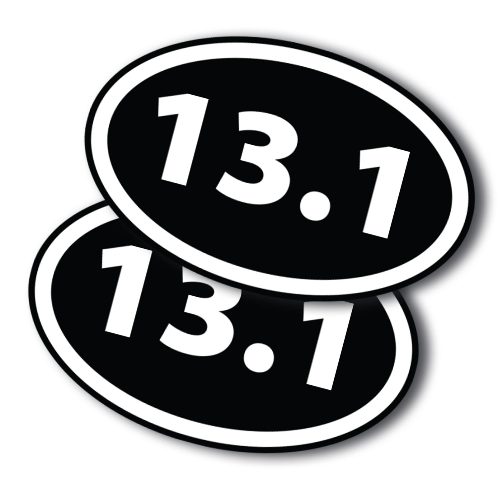 13.1 Half Marathon Inverted Black Oval Runner Adhesive Decal Sticker, 2 Pack