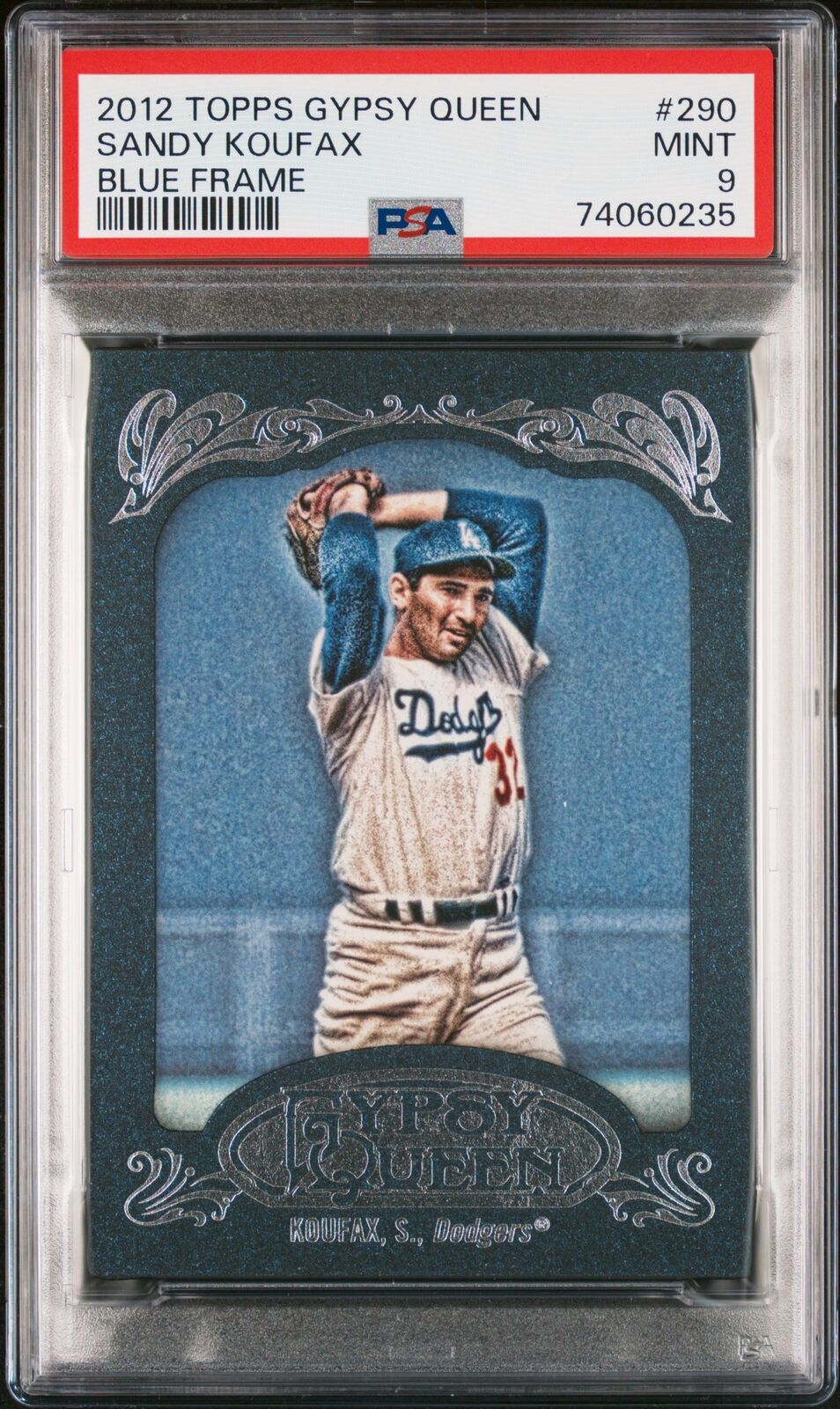 Sandy Koufax 2012 Topps Gypsy Queen Blue Frame Baseball Card #290 Graded PSA 9