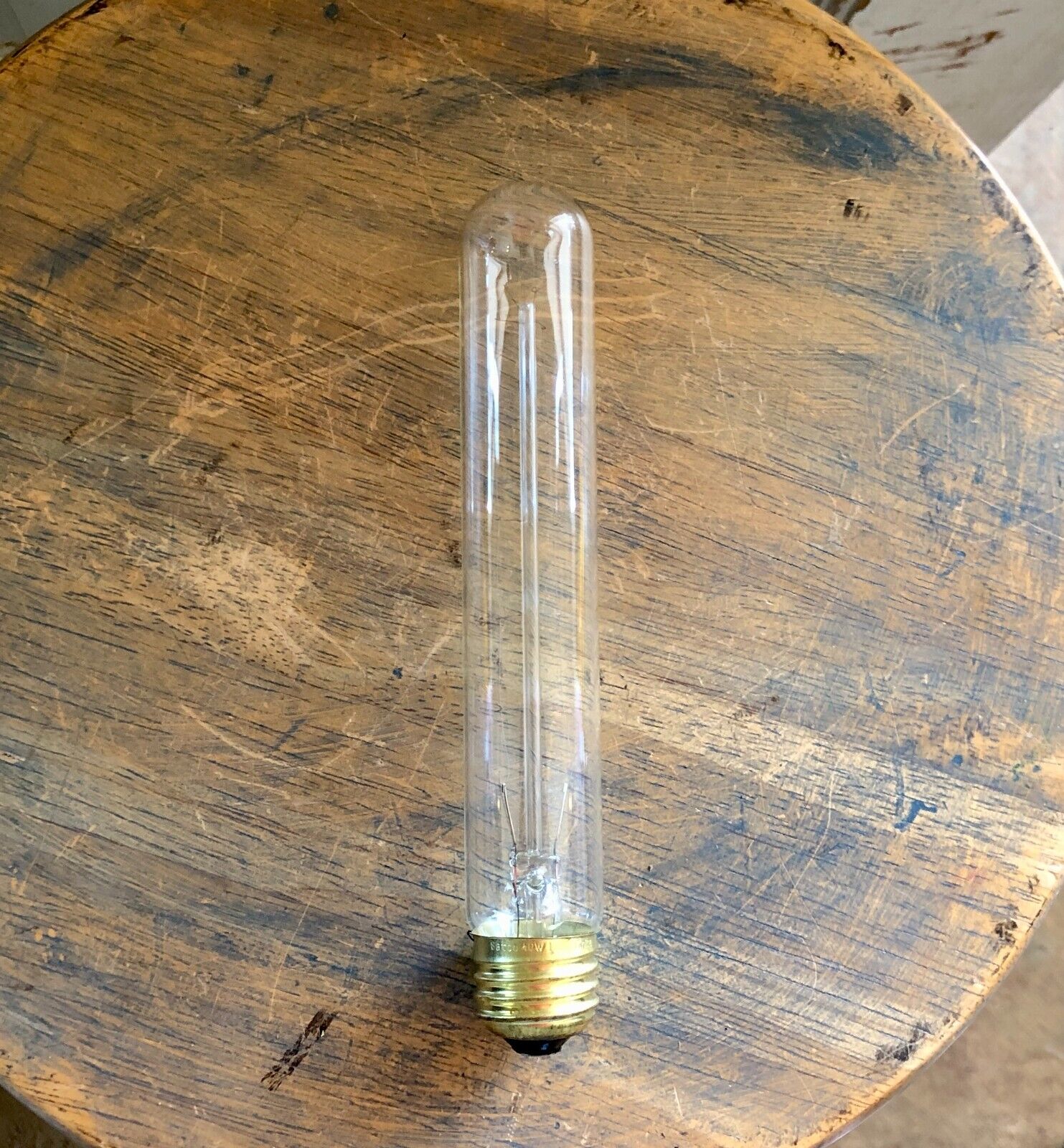 Long Tubular Light Bulb, 40 Watt Vintage Edison Style Filament, Clear Glass T9