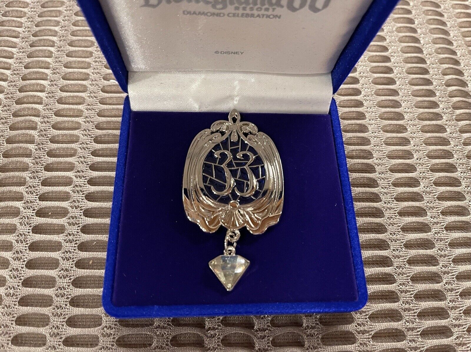 Club 33 Exclusive Disneyland 60th Diamond Anniversary Pin In Blue Box- Sold Out
