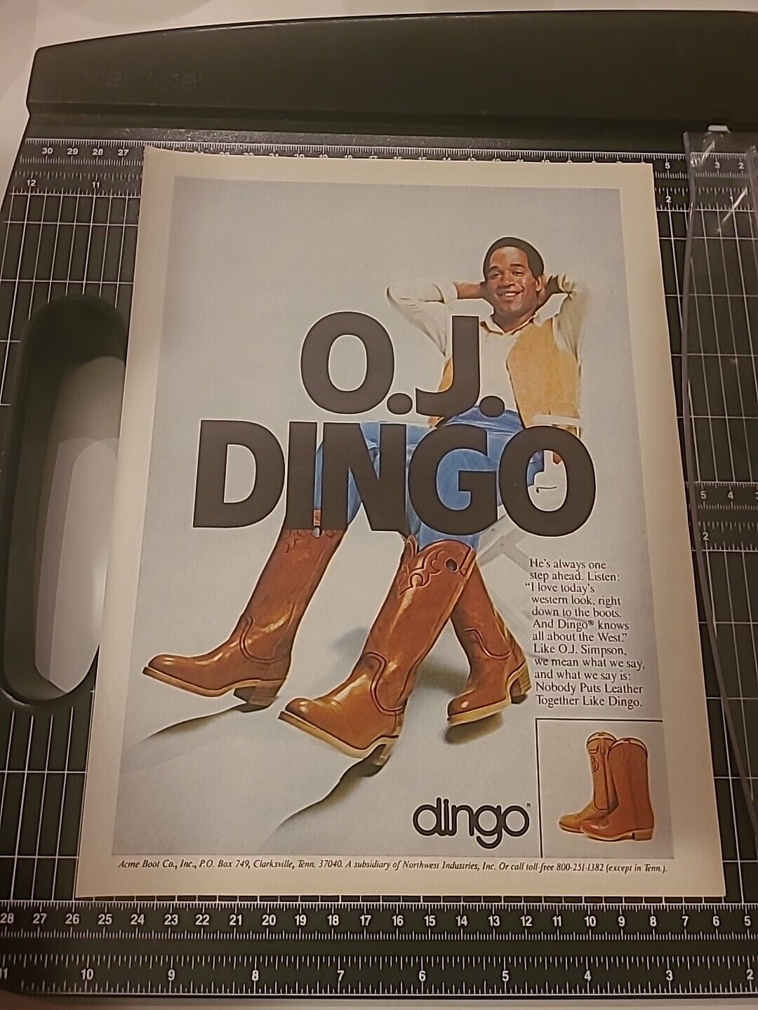 Acme Dinjo Boots OJ Simpson Print Ad 1980 8x11 Vintage Great To Frame 