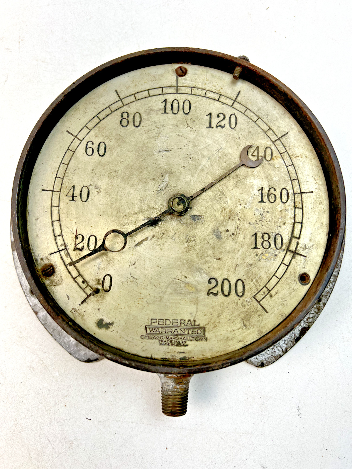 Vintage Federal Warranted Chicago-Marshalltown 200psi Steam Pressure Gauge
