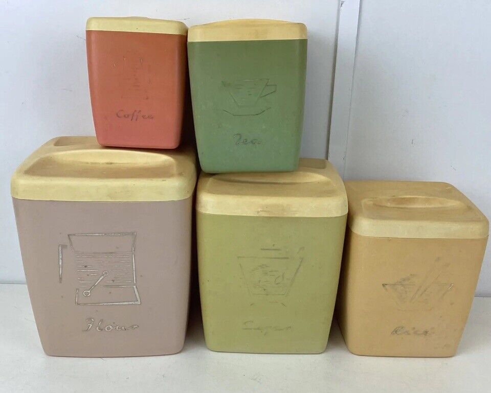 Vintage 1960s Nally Ware Nesting Container Set For The Retro Kitchen. 5 In Set.