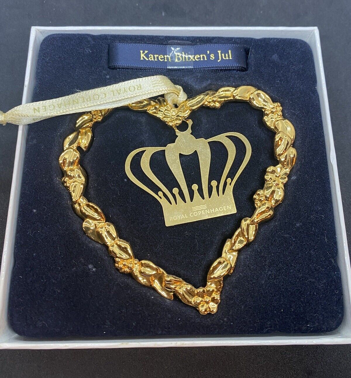 Rosendahl Karen Blixen Jul Danish Christmas Ornament Gold Heart - NEW IN BOX