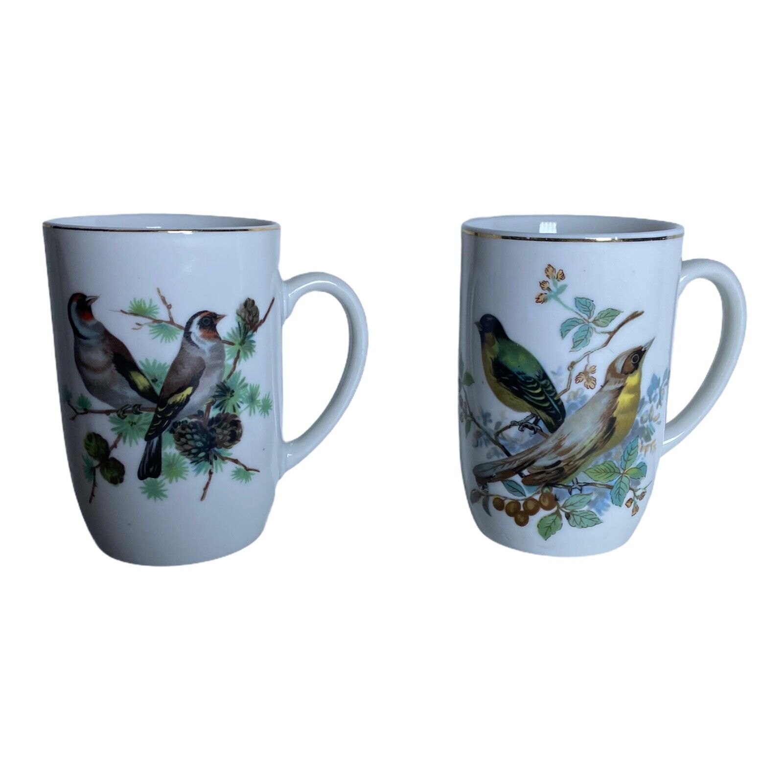 Lot Of 2 Vintage New Trends Inc Japan Song Birds Coffee Tea Mug Gold Lined China