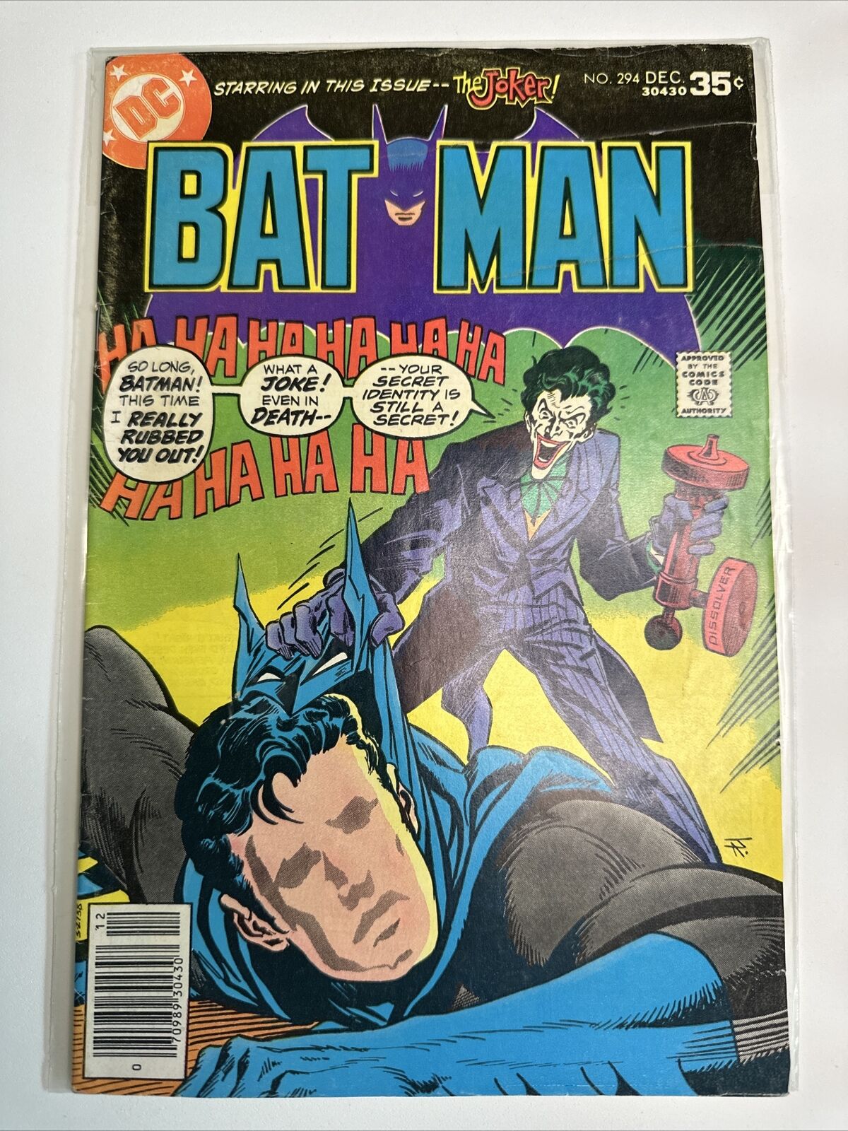 Batman #294 1977 Jim Aparo Cover Joker DC Comics