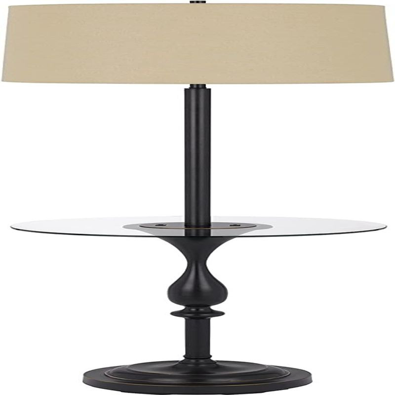150W 3 Way Sturgis Metal Floor lamp with Glass Tray Table and 1 Dark Bronze 