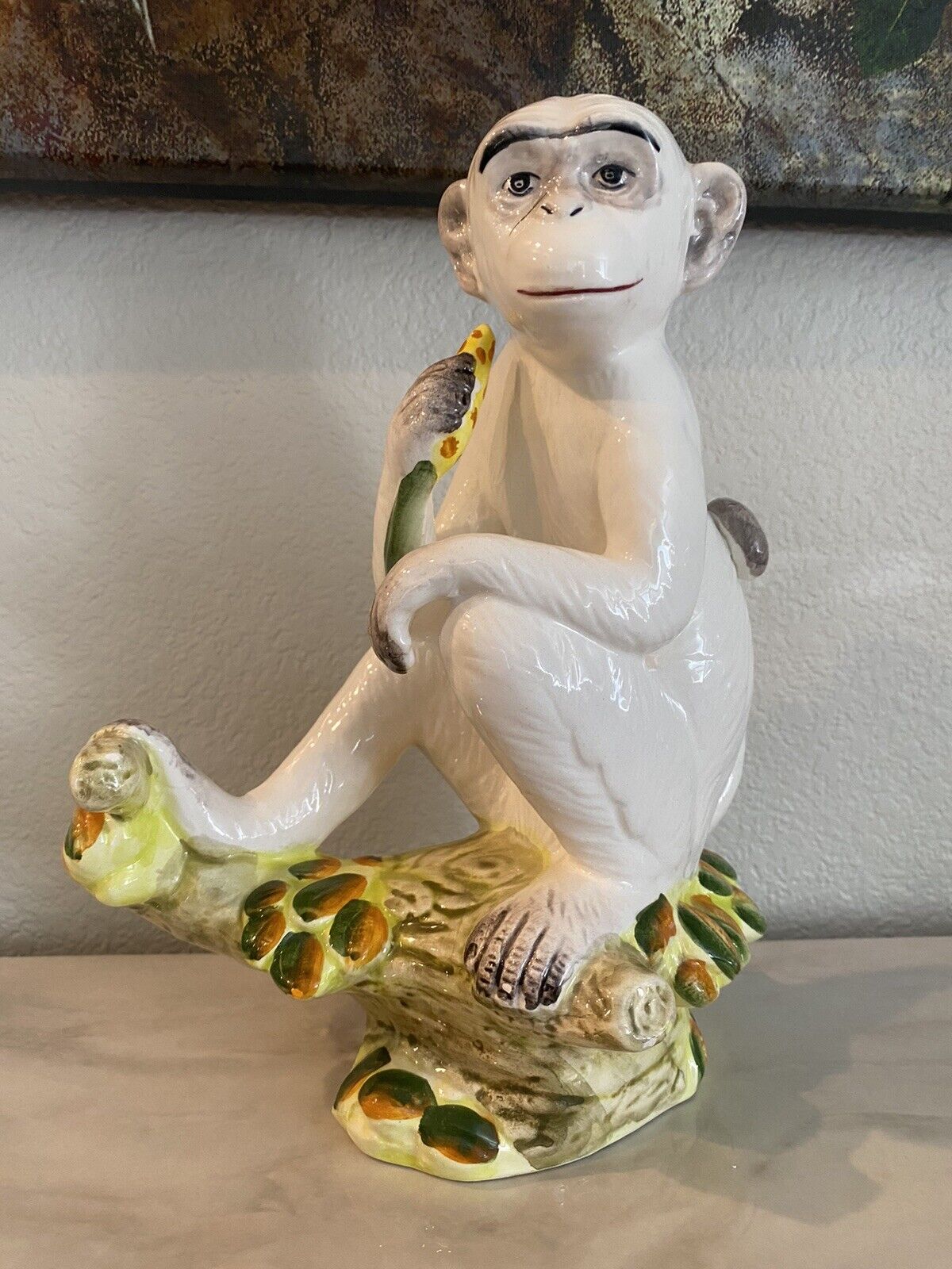 HOLLYWOOD REGENCY Italian Ceramic Monkey DRAPER