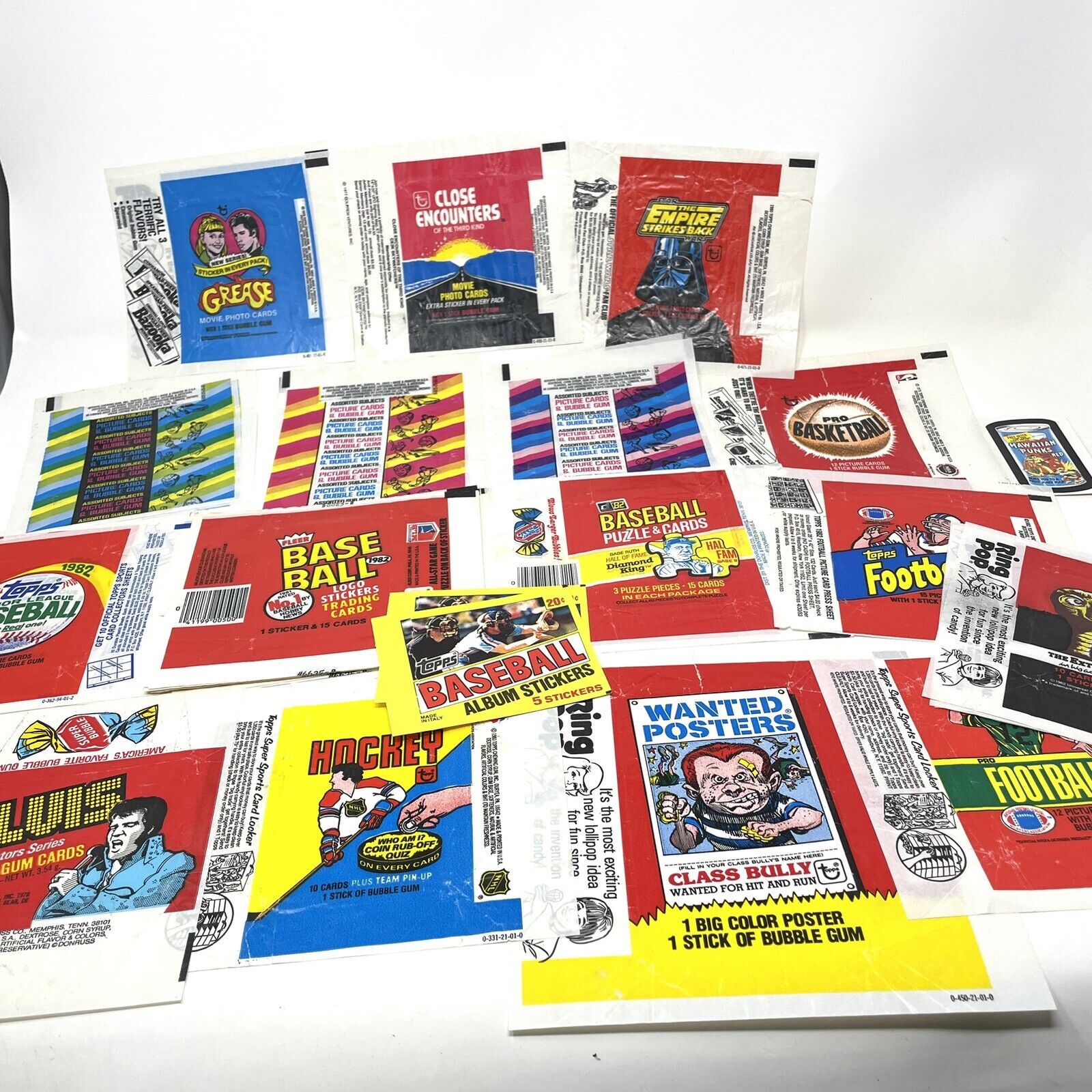 1976-1982 Topps Fleer Assorted Sports & Movies Trading Card Wrapper LOT of 41