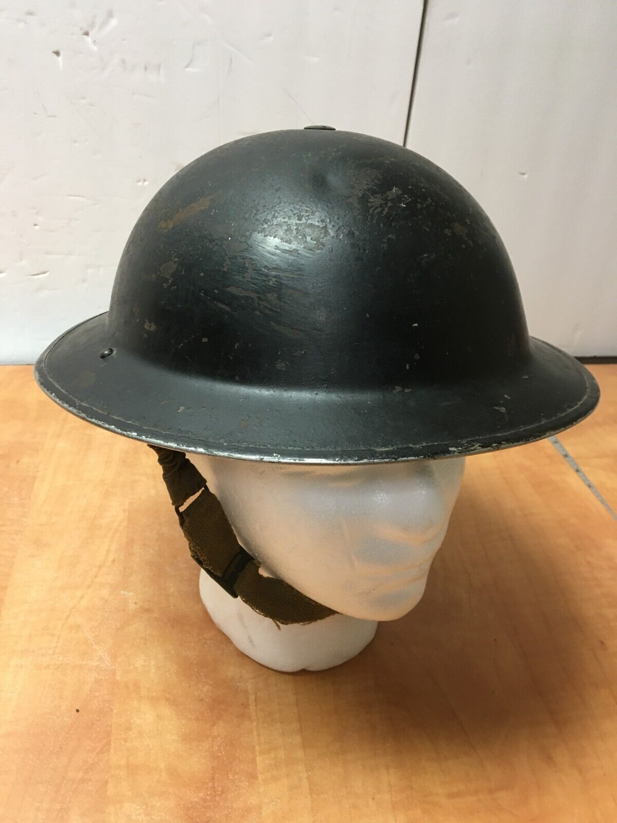 Vintage Post WWII Brodie Steel Helmet Mk2 Chin Strap & Liner included