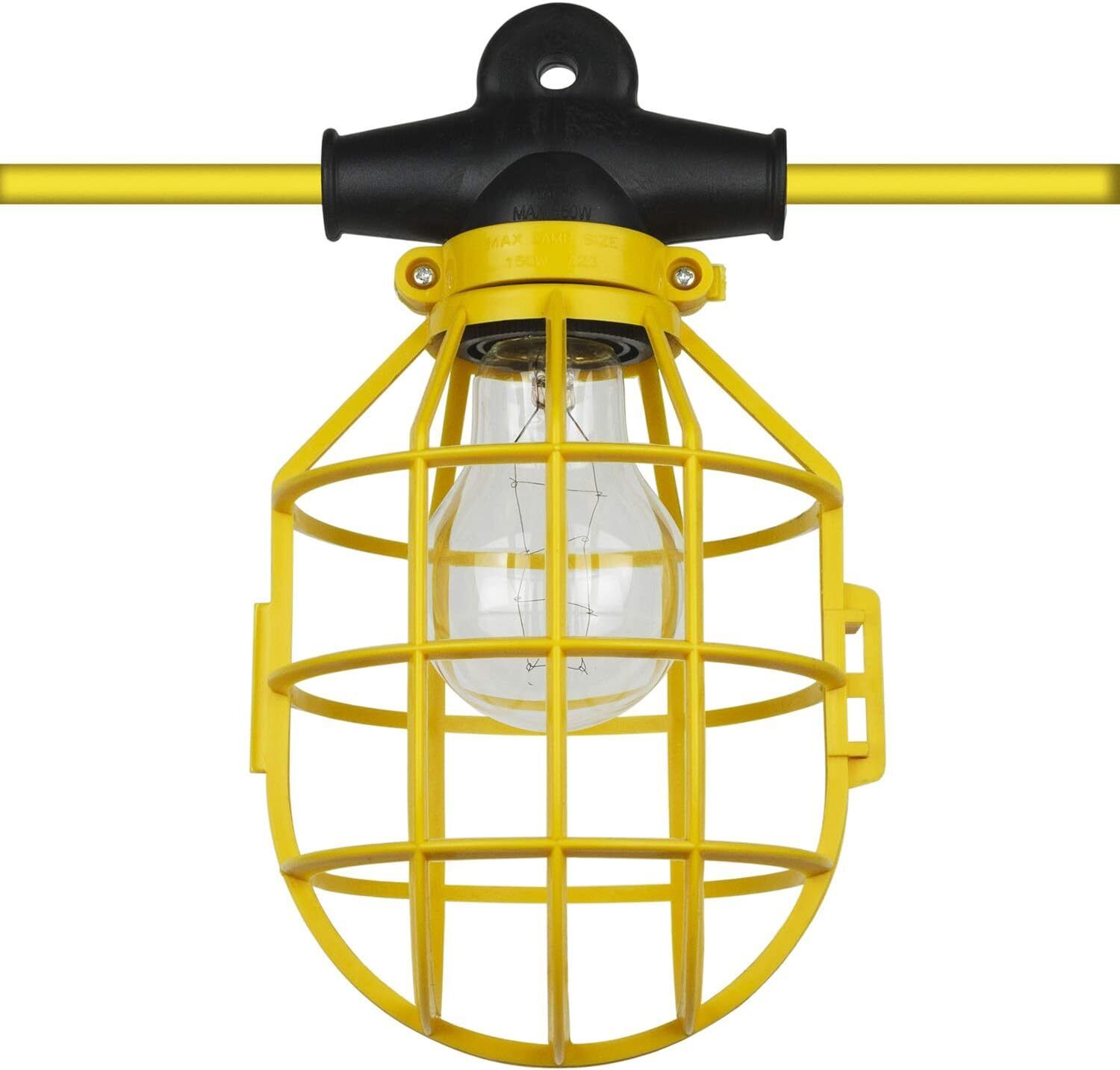 Commercial-Grade Cage Light String, 50-Foot, 5 Medium Base Sockets (E26)