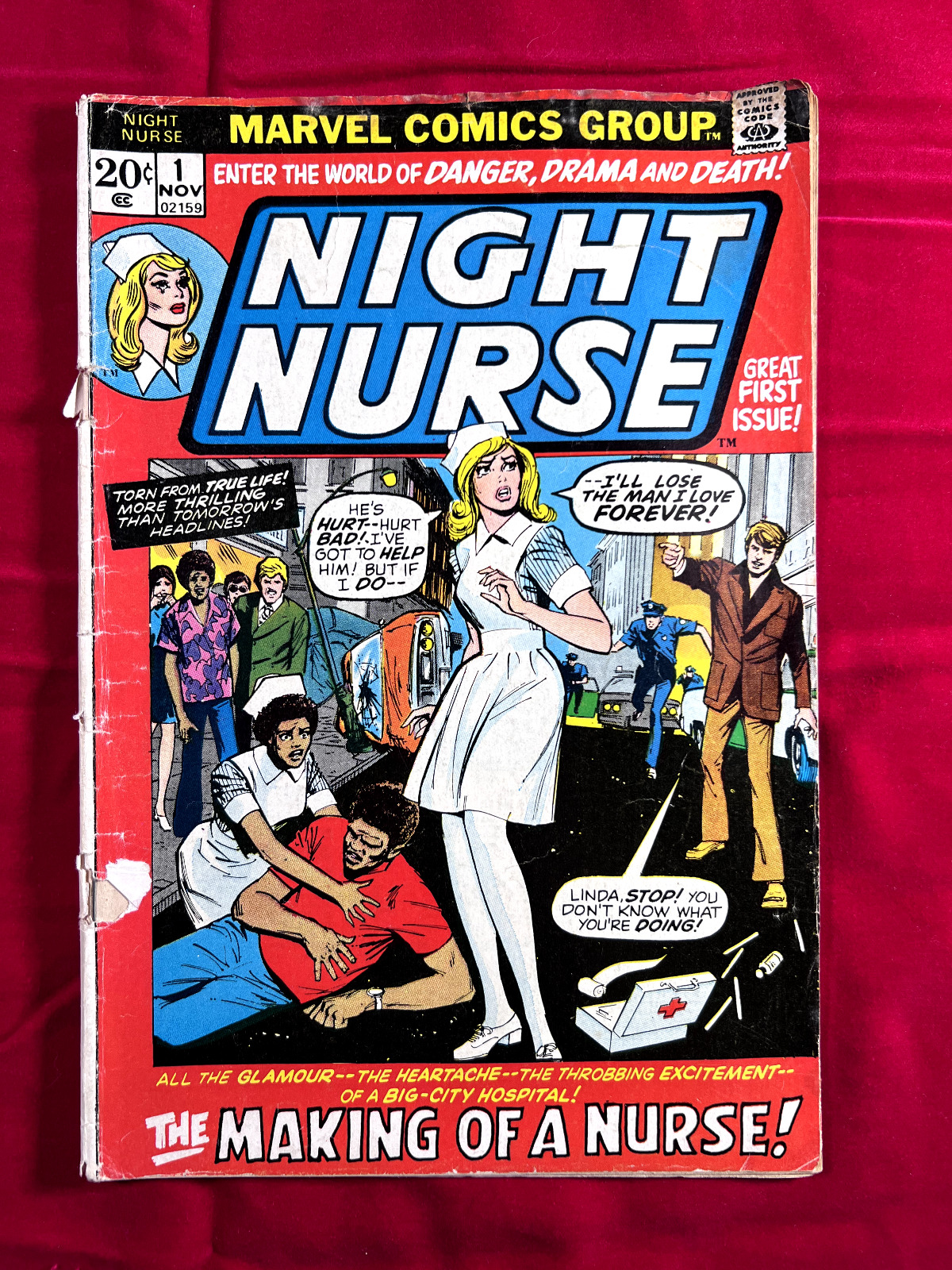 Night Nurse #1 (Marvel 1972) 1st App Linda Carter--Night Nurse HTF Reader Copy