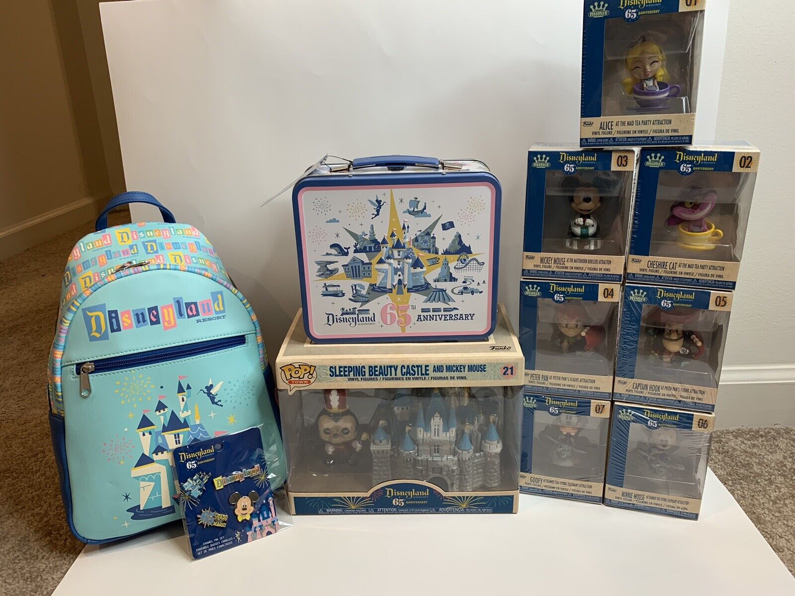Funko Disneyland 65th Anniversary LOT Includes Backpack, Lunchbox, Mini Figures