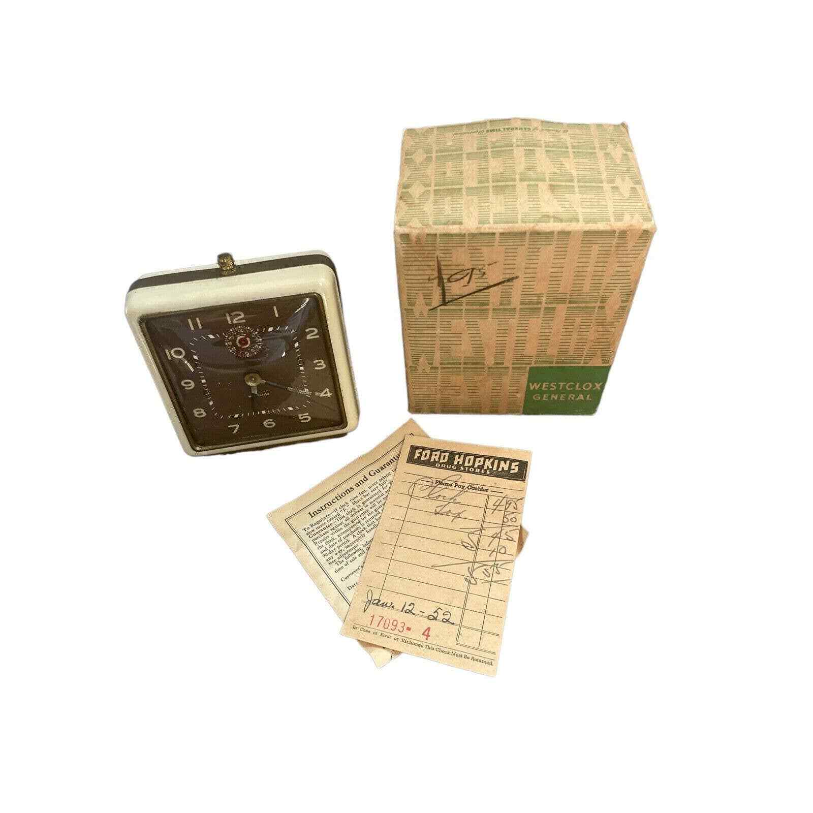 Vintage Westclox unused original box Luminous Ivory model 135 clock